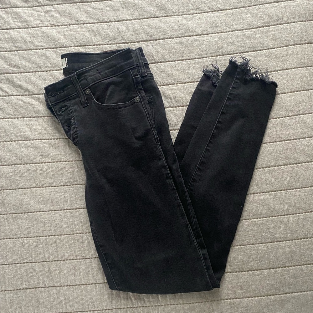 Black Distressed Madewell Skinny Jeans